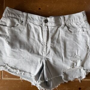 aerie light gray distressed jean shorts